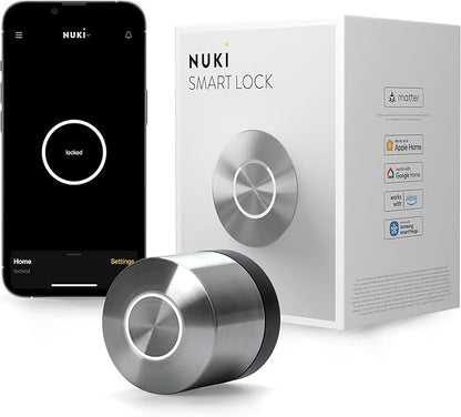 Nuki Smart Lock (Deadbolt) Keyless Entry WiFi Electronic Deadbolt with Auto-Unlock, App Control, Remote Access, Easy Installation, Smart Home for Front Door, Home & Rentals