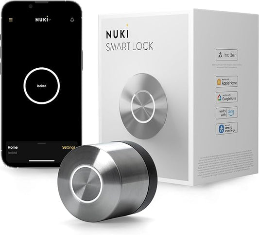 Nuki Smart Lock (Deadbolt) Keyless Entry WiFi Electronic Deadbolt with Auto-Unlock, App Control, Remote Access, Easy Installation, Smart Home for Front Door, Home & Rentals