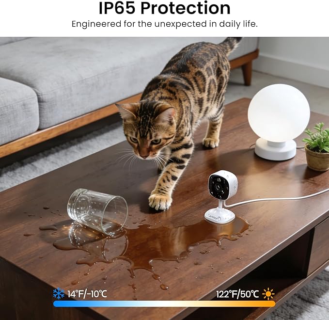 AOQEE 2K Cameras for Home Security-Outdoor/Indoor Camera for Dog/Cat/Pet/Nanny/Baby/Elderly, Color Night Vision, White Light, Siren, 24/7 SD Recordings, Works with Alexa, Plug in (C1-White-3pack-2.4G)