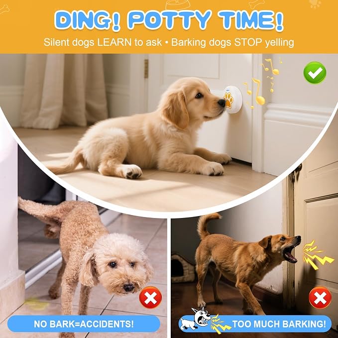 ChunHee Dog Bells to Go Outside - Bell for Dogs to Ring to Go Potty | Chew-Proof Dog Door Bell | 0-115dB Adjustable Volume & 36 Ringtones | Bells for Dog Training to Go Outside Without Barking