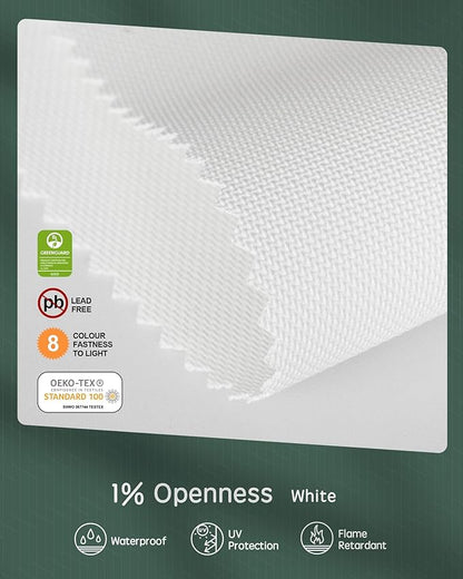 Yoolax Motorized Shades Dual Control, MotionFlex Motorized Solar Shades with App & Manual Control, Fireproof Waterproof Automatic Blinds for Indoor Windows, Custom Size (1% Openness White)