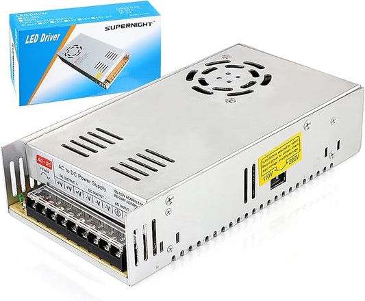 SUPERNIGHT 12V 30A 360W Power Supply AC 110V/220V to DC 12V Universal Regulated Switching Transformer Adapter Power for CCTV, Computer Project, LED Strip Lights
