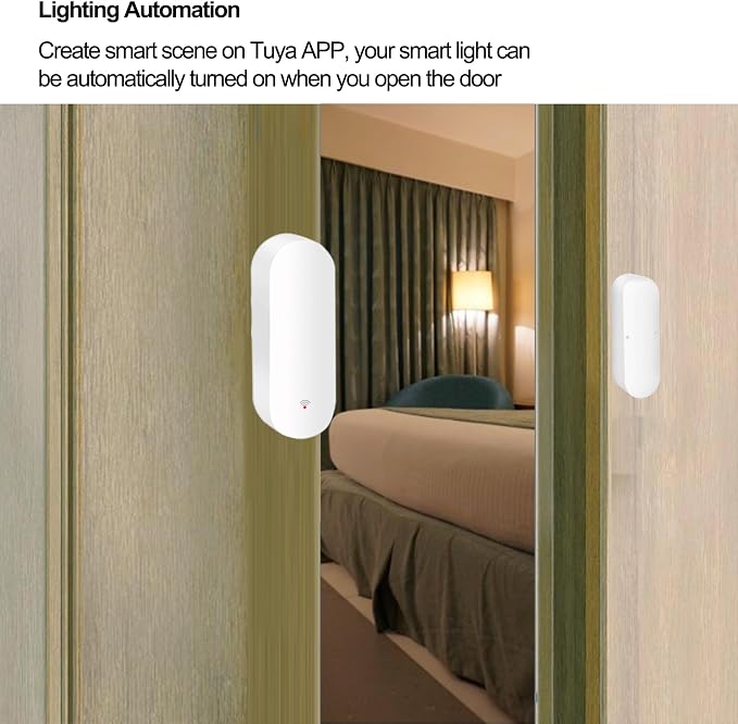 WiFi Door Sensor, Tuya Smart Door Window Sensor,Wireless Window Sensor Real-time Alarm Compatible with Alexa Google Assistant,Home Security Door Open Contact Sensor for Business Burglar Alert (2 Pack)