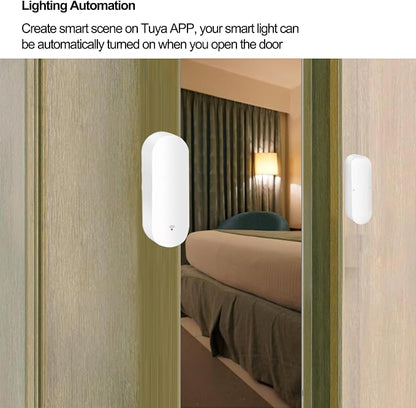 WiFi Door Sensor, Tuya Smart Door Window Sensor,Wireless Window Sensor Real-time Alarm Compatible with Alexa Google Assistant,Home Security Door Open Contact Sensor for Business Burglar Alert (2 Pack)