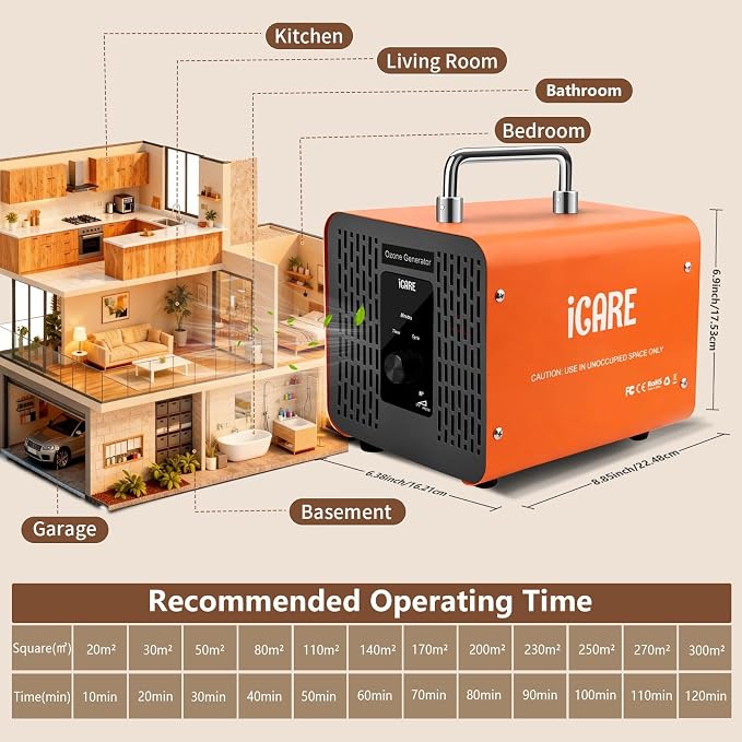 Ozone Generator 60000mg/h, High Capacity Digital Ozone Machine Odor Removal