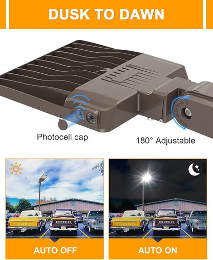 LED Parking Lot Light 200W 150W 120W Adjustable, UL Listed 5000K Shoebox Light with Photocell, Adjustable Slip Fitter, IP65 Commercial Street Lights AC100-277V for Outdoor Parking Lot Roadway