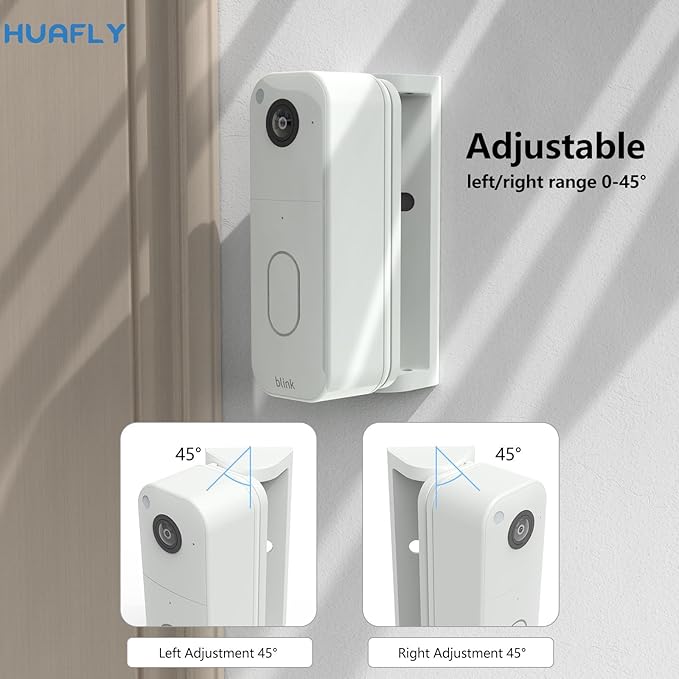 Huafly Outlet Wall Mount for Blink Video Doorbell (2nd Gen), with Outlet Wall Mount for Sync Module Core, Adjustable 0-45-Degree Blink Doorbell Camera Mount for Outdoor&Indoor