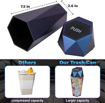 BFXM Car Trash Can, 2 Pack Car Trash Bin with Lid, Car Accessories for Women Interior, Car Garbage Can with Additional 2 ABS Hooks and 60pcs Trash Bags, Suitable for Home, Office, Car Organizer