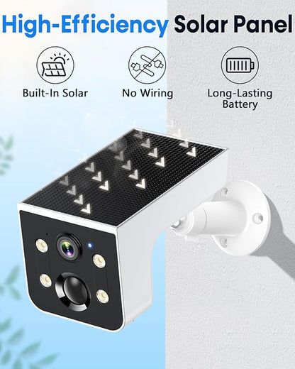 Thybro Solar Camera Outdoor Wireless 4 Pack - 2K HD, AI Motion Detection, Easy Setup, Waterproof, Color Night Vision, Two-Way Audio, Wi-Fi, Outdoor Surveillance for Yard & Driveway