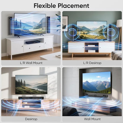 Sound Bar for Smart TV, 80W 2.0 Channel Surround Sound System