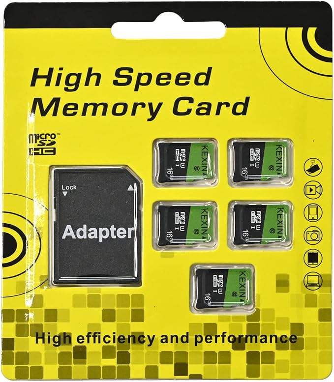 KEXIN 16GB Micro SD Card 5 Pack microSDHC Memory Card UHS-I C10 U1 Micro SD Card Full HD High Speed TF Card for Smartphone Tablet Action Camera Dash Cam Drone Game Console with SD Adapter