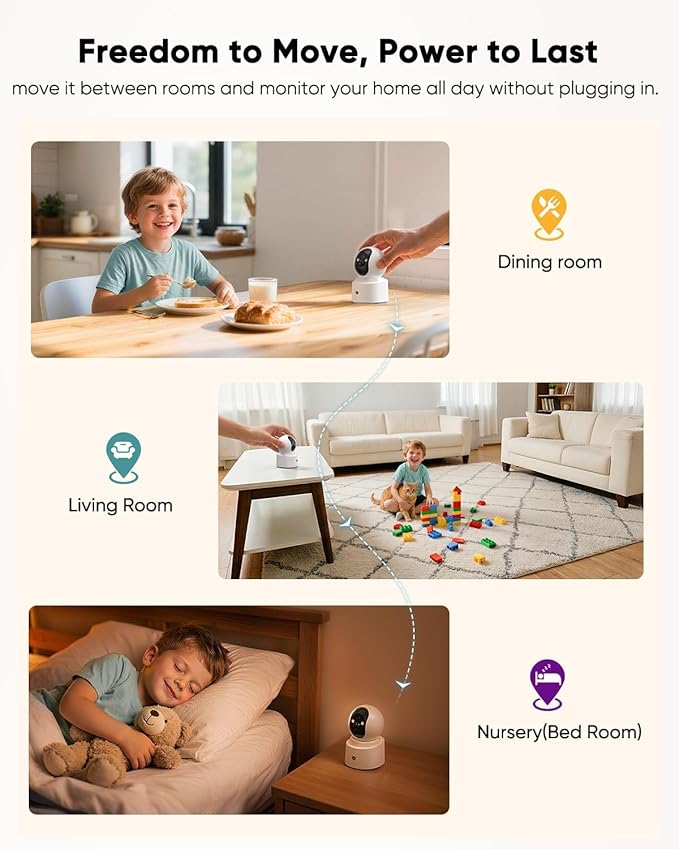 Indoor Camera Pet Camera, 2.5K 4MP Wireless Cat Camera with Phone App, 355° Pan Tilt, Color Night Vision, 2.4/5GHz WiFi, Motion Alerts, 2-Way Audio for Dog Elderly Baby Cat Home (2 Pack)