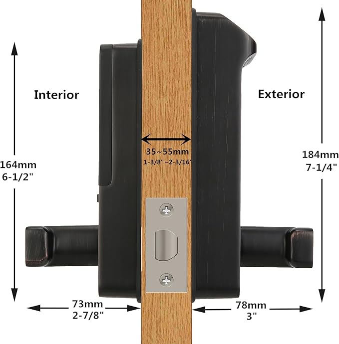 Harfo Fingerprint Door Lock, Heavy Duty Full APP Control Touchscreen Keypad Keyless Lock with Reversible Handle, Perfect for Home/Office/Bedroom Doors (Aged Bronze)