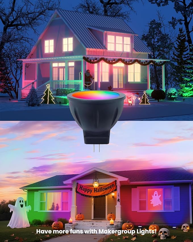 RGB MR11 LED Bulbs Color Changing, GU4 Bi-pin Base, Warm White+15 Multicolors and 4-Level Brightness on Remote Control, 12V MR11 Halogen Bulb Replacement