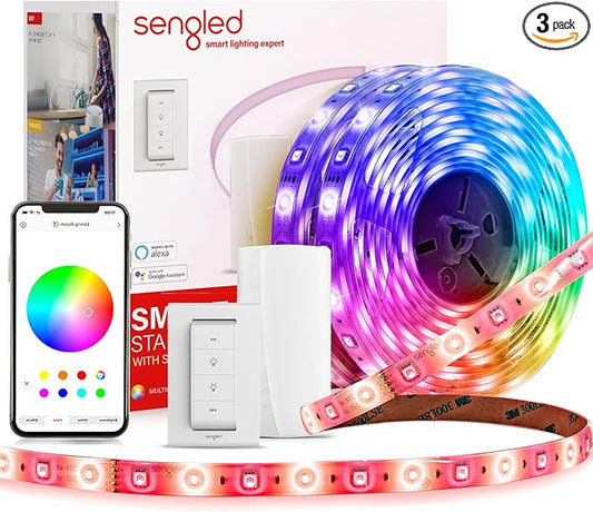 Sengled Smart LED Multicolor Light Strip Kit - 10M (32.8ft) RGBW Strip, Smart Hub & Switch, Alexa & Google Assistant Compatible, High Brightness, 2700 Lumens