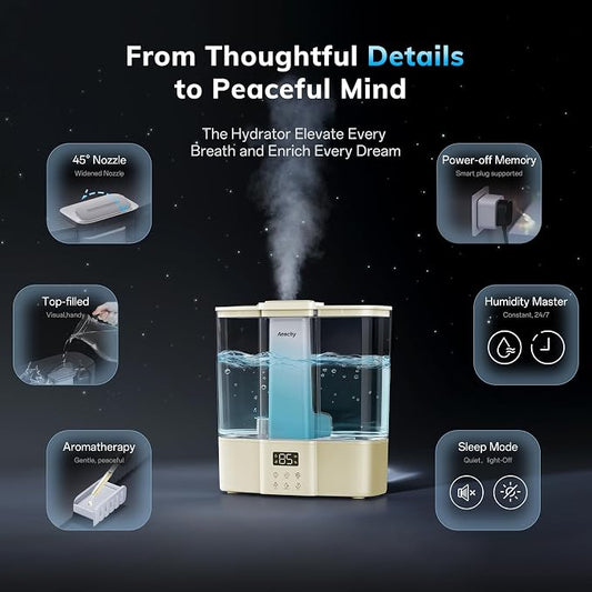 AEOCKY Geek-Level Ultrasonic Humidifier, 4L Top-Fill Cool Mist Diffuser