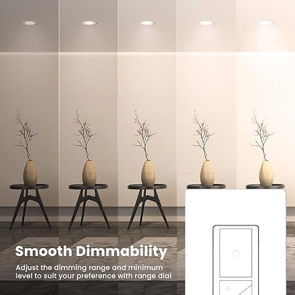 Feit Electric Dimmer Switch Remote, Wireless Smart Lighting Control, Push-Button Dimming, Beacon Control for Up to 4 Wired Dimmers, Battery-Powered (CR2032 Button Cell, 4-Year Life), DIM/Companion