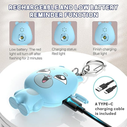 Rechargeable Personal Alarm for Women – 130dB Loud Emergency Alarm Keychain with Strobe Light, Self-Defense Safety Alarm with Low Battery Alert for Women, Kids & Seniors