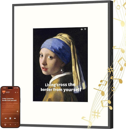 Dragon Touch Music Frame Bluetooth Speaker & Wi-Fi Digital Picture Frame, Hi-Fi 6-Speaker Wall-Mount or Tabletop Art Frame, Dynamic Lyrics Display for Home Decor, Supports Spotify & Apple Music