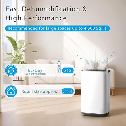 5000 Sq.Ft Dehumidifier for Basement with Drain Hose, Update 50 Pint Large Best Compressor Dehumidifiers for Home or Garage, Smart Humidity Control, 24H Timer & Child Lock, Ideal for Large Rooms