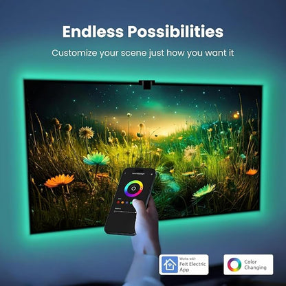 Feit Electric Smart TV Backlight with Color Sensor and 11.5ft LED Tape Light Supports 55"-85" TVs, RGB Backlight, No Hub Required - TAPETV85/RGB/AG