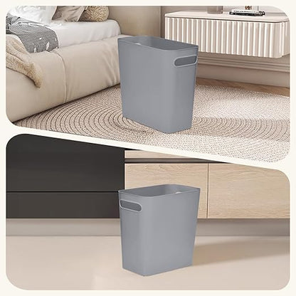 Versatile 1.8 Gallon Plastic Trash Can - The Compact Bin for Bathroom, Kitchen, or Home Office - Grey