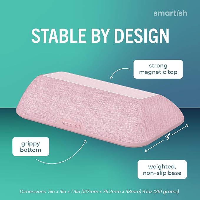 Smartish Magnetic Cord Holder, Bigger Cable Wrangler, Office Desk Organizer | Holds 8 Cords, 2 Cable Clips, Weighted Base, Charger Keeper, Phone Charging Cable Management, Nightstand Accessories, Pink