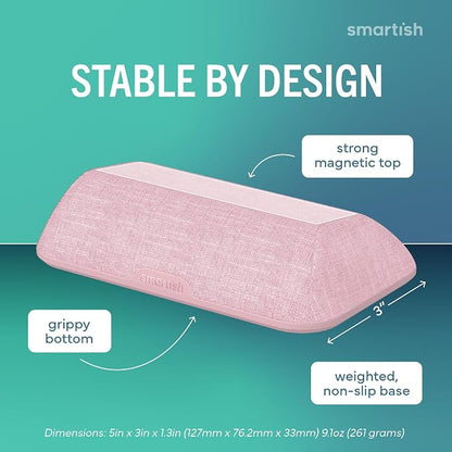 Smartish Magnetic Cord Holder, Bigger Cable Wrangler, Office Desk Organizer | Holds 8 Cords, 2 Cable Clips, Weighted Base, Charger Keeper, Phone Charging Cable Management, Nightstand Accessories, Pink