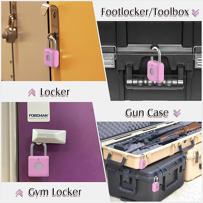 Pothunder Fingerprint Padlock, Locker Lock, Combination Lock, Fingerprint Lock with APP Unlock, USB Rechargeable, Suitable for Gym Locker, Door, Locker