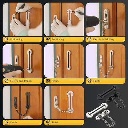 Screen Door Latch – Heavy Duty 304 Stainless Steel Apartment Security Lock, French Door Lock, Storm Door Latch, Child Proof & Anti-Break-in Protection (Black)