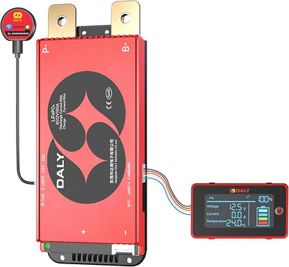 DALY BMS 12V 4S 150A Display - Smart BMS with 3 Inch LCD Screen WiFi Bluetooth Module Supports RS485 CAN for 12V LiFePO4 for RV Trolling Motor Battery Portable Power Station