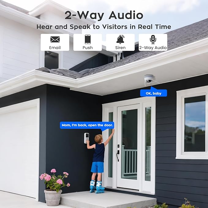 xmartO 4K 8MP Heavy-Duty WiFi 6 Security Camera System Bundle, 10-Channel NVR & 4 Heavy-Duty 8MP Plug-in AI PTZ Wireless Cameras, 2-Way Audio, IP66 Weatherproof, Long Range WiFi6, 0 Monthly Fee