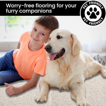 Smart Squares Easy Street Premium Plush Carpet Tiles, Made in USA – 18x18 Peel and Stick Floor Tiles with Attached Padding – Seamless DIY Carpet Squares (22.5 Sq Ft, Pack of 10, 486 Porcelain)