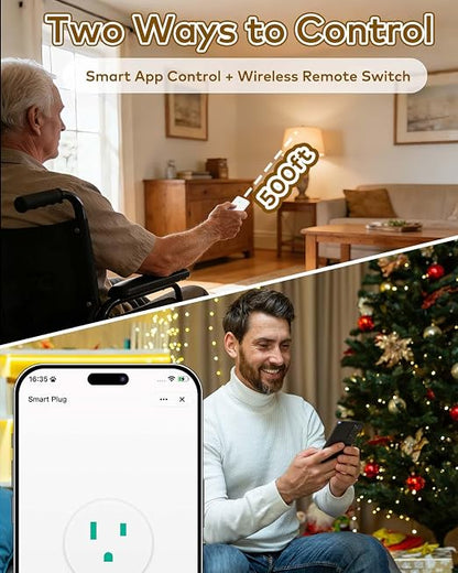 NineLeaf Smart Plug, WiFi Smart Plugs Work with Alexa and Google Home via Tuya,Wireless Outlets Timer with APP Remote Control, 2.4GHz Wi-Fi Only, No Hub Required, TUV FCC Listed (6 outlets+1 Switch)