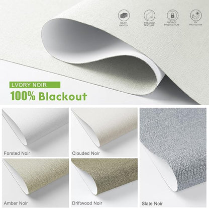 Motorized Blinds with Remote，100% Blackout Smart Blinds Motorized Roller Shades Compatible with Alexa Automatic Blinds for Windows Electric Window Blinds Customized Size Lvory Noir