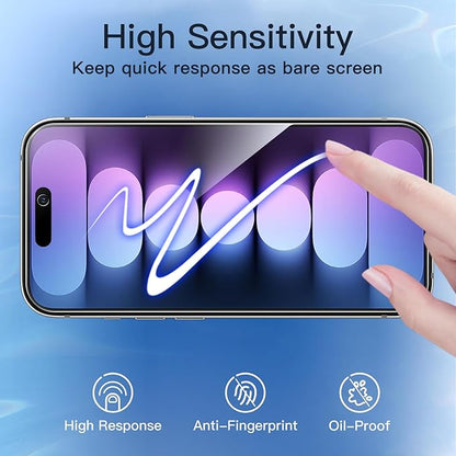 JETech Privacy Screen Protector for iPhone 15 Pro 6.1-Inch, Anti-Spy Tempered Glass Film with Easy Installation Tool, 2-Pack