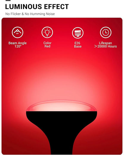 JandCase Christmas Light Bulbs, Red BR30 Flood Light Bulb, 11W(100W Equivalent) LED Recessed Light Bulbs, 900lm, Non-Dimmable, E26 Base, 2 Pack,Christmas Decor