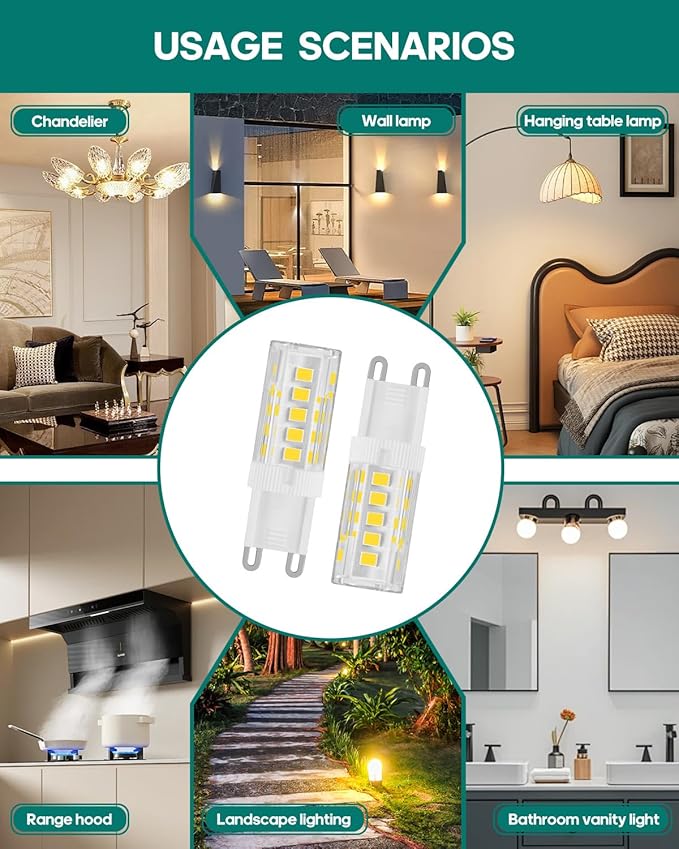 G9 LED Bulb NOT-Dimmable 3W, 30 Watt T4/T3 G9 Halogen Equivalent, 120V No-Flicker, Chandelier Bulbs, Sconce Light, Vanity Light 350LM 360° (Warm White 3000K, 2PACK)