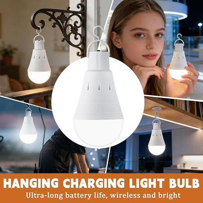 Rechargeable Emergency LED Light Bulb, Wireless Portable Bulb with Hook, Multi-Purpose One-Click Lighting, Water Activated, 7cm x 14cm