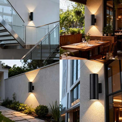 4Pack 14inch Outdoor Wall Light Fixtures, 14W Exterior Waterproof Modern Matte Black Wall Lamps with Cylindrical Aluminum Body,Porch Light for Front Door Patio Garden
