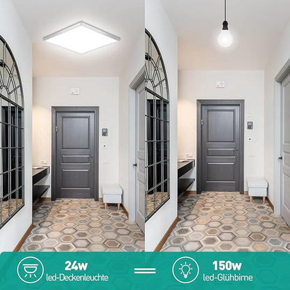 Motion Sensor Ceiling Light Wired, 12 Inch 5000K LED Flush Mount Ceiling Light Fixture, 2400LM Radar Motion Activated Flush Mount Wired Light Fixture for Walk-in Closet, Laundry, Porch