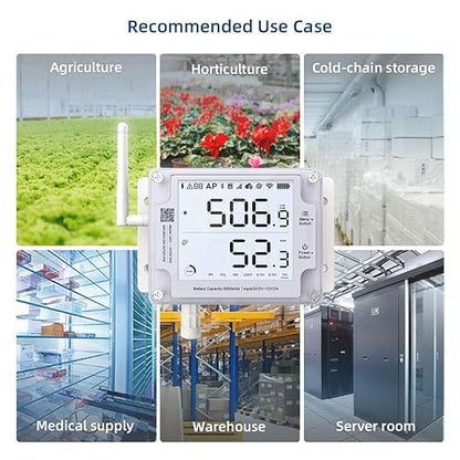 GS1-A Smart WiFi Thermometer Hygrometer, IP65 Temperature & Humidity Data Logger, Device Sharing, Scheduled Reports, Multiple Alerts, Local Deployment, Alexa/IFTTT (2.4GHz WiFi)