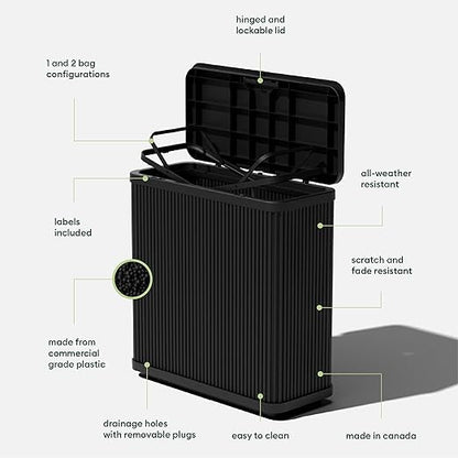 Veradek Tambour Series Outdoor Trash Can with Lid – All-Weather Waste Bin for Patio, Pool, BBQs & Parties | Durable Dual Bag System up to 30 Gallons | Modern Design for Backyard or Deck