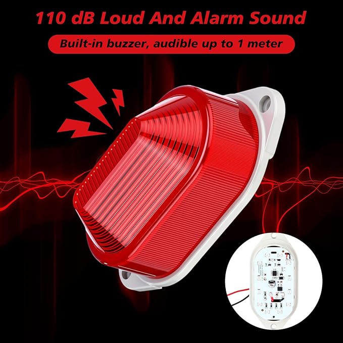 Tuanse 6 Pack Ac110v 120v Alarm Siren with Strobe Light Strobe Siren Industrial Warning Light Sound Emergency Panic Alarm Red Flashing 110 Db Loud Sound Compatible with Smart Switch for Timed Alert