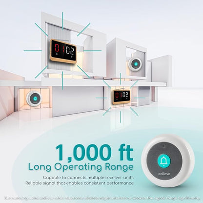 Wireless Call Light System with Call Buttons, 2-Number Display | Displays the oldest and next active calls for faster response in care and service environments