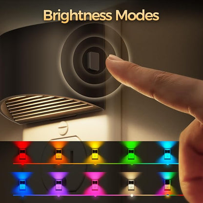 DORESshop Night Light, Night Lights Plug into Wall, Adjustable, RGB | 3 Level Brightness Adjustable Plug in Night Light, Dusk to Dawn Sensor, Nightlights for Adults, Bedroom, Bathroom, 2 packs