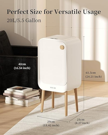Motion Sensor Trash Can - Automatic Touchless 5.5 Gallon / 20L Garbage Bin for Bathroom Livingroom, Bedroom, Office (White)