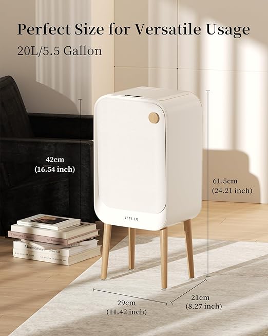 Motion Sensor Trash Can - Automatic Touchless 5.5 Gallon / 20L Garbage Bin for Bathroom Livingroom, Bedroom, Office (White)
