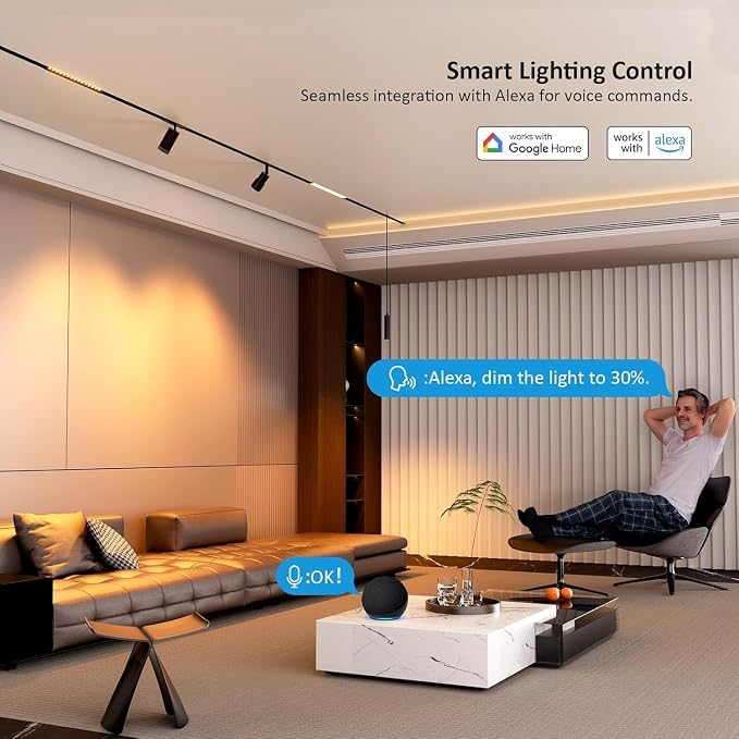 2-Pack Adjustable Focus Spotlight, 18W Magnetic Track Light Head | 24V LED Lamp, Rotatable Spotlight, Control via App, Remote Voice, Dimmable CCT 2700K-6000K, ETL Certified Beam Angle 20°-45°