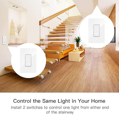 TREATLIFE 3 Way Smart Switch 4 Pack, 2.4GHz WiFi Smart Light Switch 3 Way, Works with Alexa, Google Home and SmartThings, Remote Control, FCC, Schedule, Neutral Wire Required